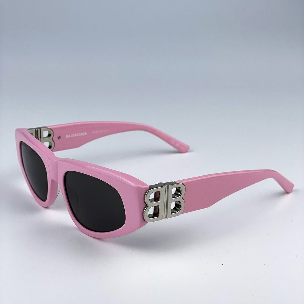 SALE! NEW Balenciaga BB0095S 013 Pink Silver Grey Cat Eye Unisex Sunglasses - Picture 6 of 13